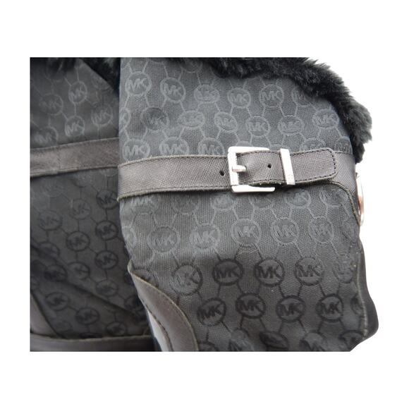 Michael Kors Fulton Fur Trim Monogram Jacquard Rubber Knee High Rainboot Black 7 - Picture 10 of 12